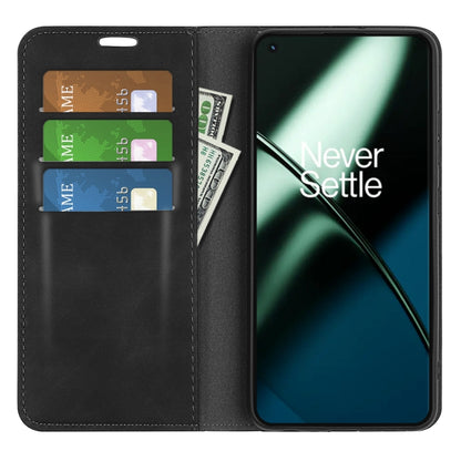 Black leather wallet phone case with card slots and open front cover