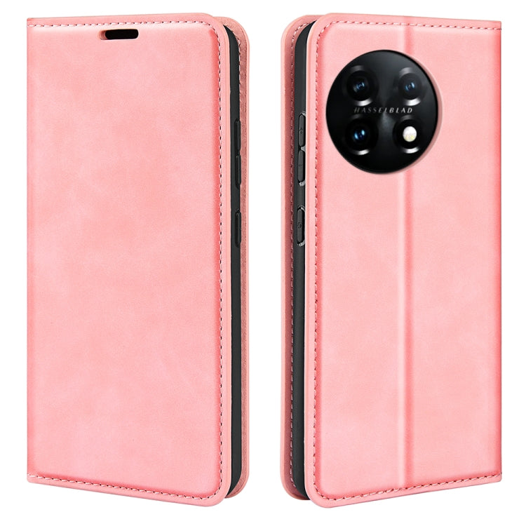 Pink leather flip phone case with front cover and camera cutout, stitched trim