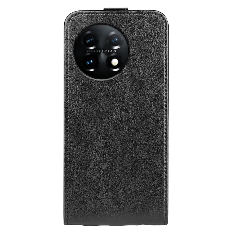 Black textured leather flip phone case with camera cutout on front flap