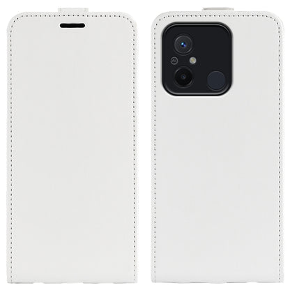 White textured leather flip phone case with camera cutout and magnetic closure