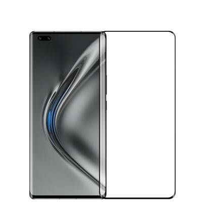 3D tempered glass screen protector with curved edge, clear cover on dark phone screen