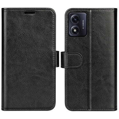 Black textured leather flip phone case with camera cutout and front clasp tab