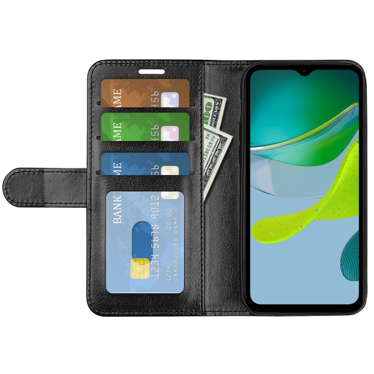 Black leather wallet flip phone case with card slots and magnetic front cover