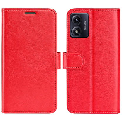 Red textured leather flip phone case with camera cutout and front clasp tab