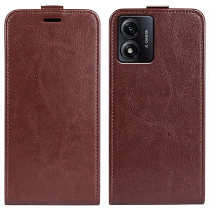 Brown textured vertical flip leather phone case with camera cutout
