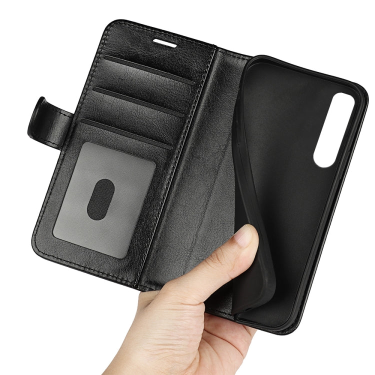 Black textured leather wallet-style flip phone case with interior card slot