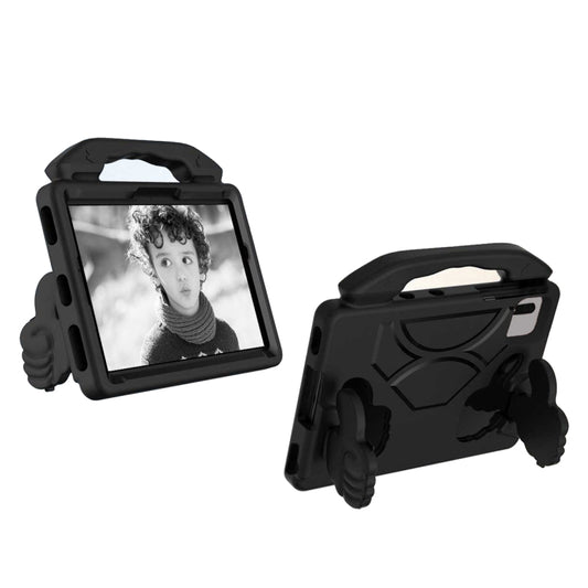 Black shockproof EVA tablet case with thumb bracket handle, front view