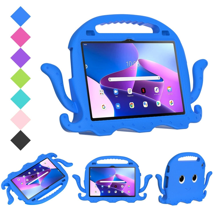 Blue octopus-style shockproof tablet case with carry handle and side tentacles