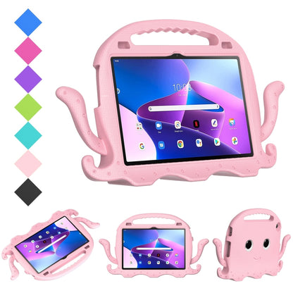 Light pink octopus-style shockproof tablet case with carry handle and side tentacles