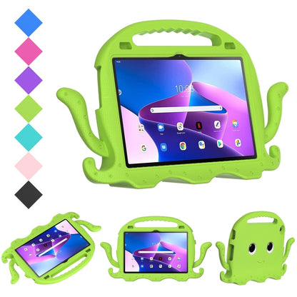 Lime green octopus-style shockproof tablet case with carry handle and tentacle sides