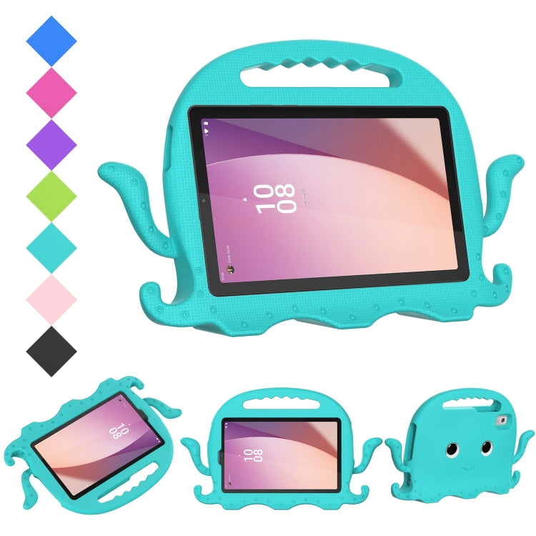 Teal octopus-style shockproof tablet case with carry strap and handle cutout