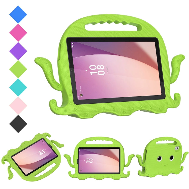 Green octopus-style shockproof tablet case with carry handle and tentacle sides