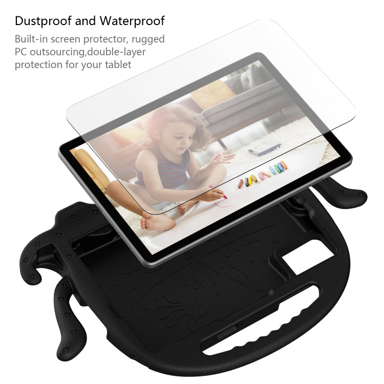 Black octopus tablet case with clear screen protector and tablet inside