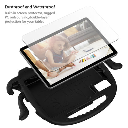 Black octopus tablet case with clear screen protector and tablet inside
