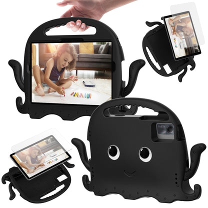 Black octopus tablet case with screen window and removable side stand pieces