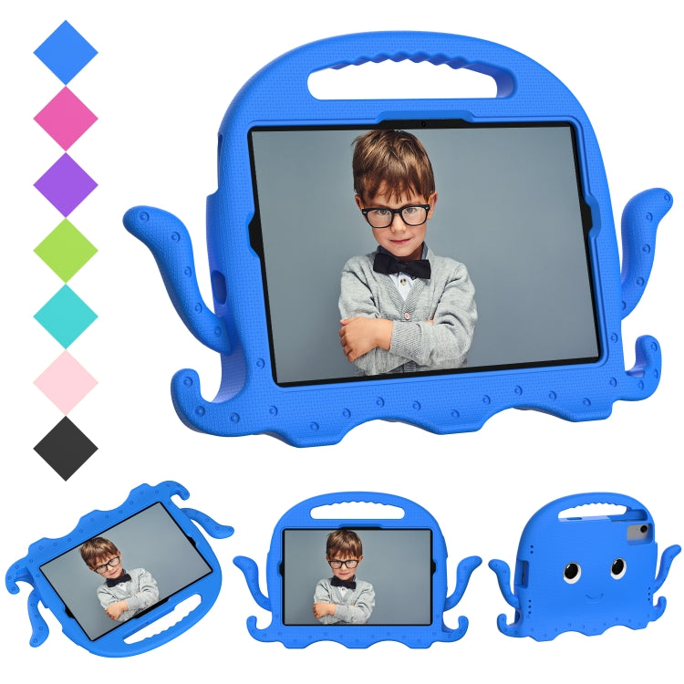 Blue octopus-style tablet case with handle and front screen window