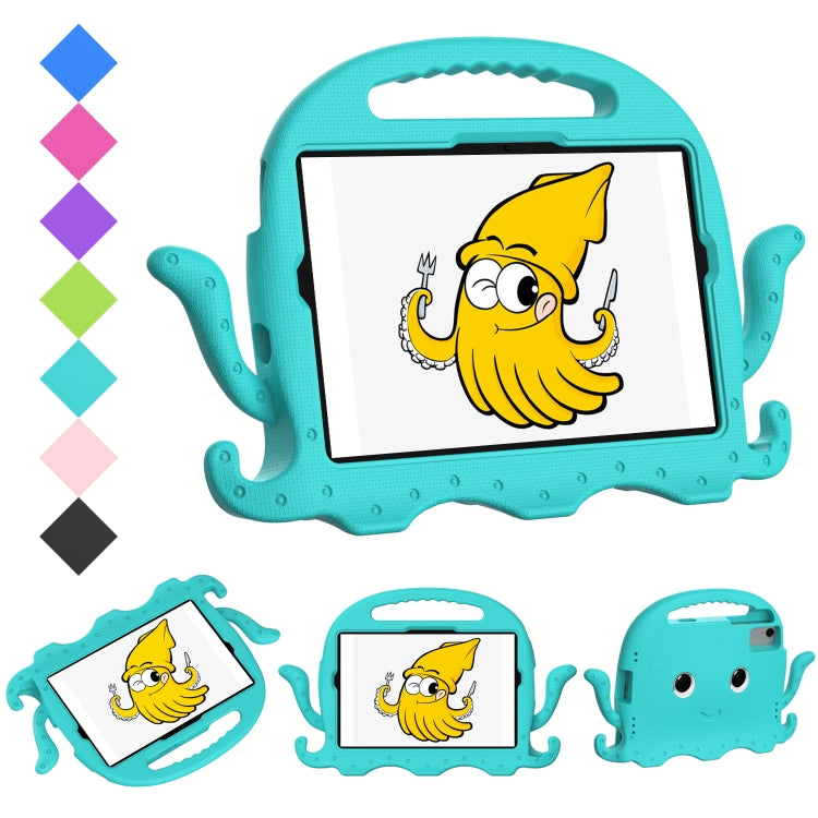 Teal octopus-style shockproof tablet case with carry strap and handle cutout