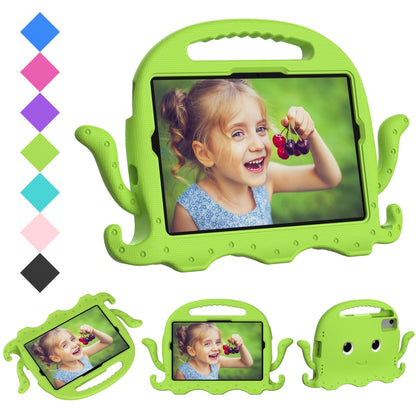 Green octopus-style shockproof tablet case with carry strap and handle cutout