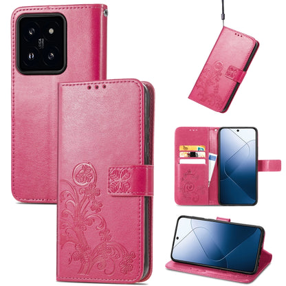 Embossed leather phone case with magnetic clasp, hot pink folio with card slots