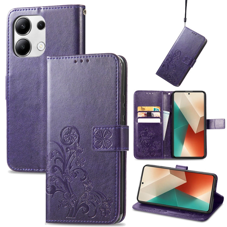 Embossed leather phone case with magnetic clasp, purple folio with card slots