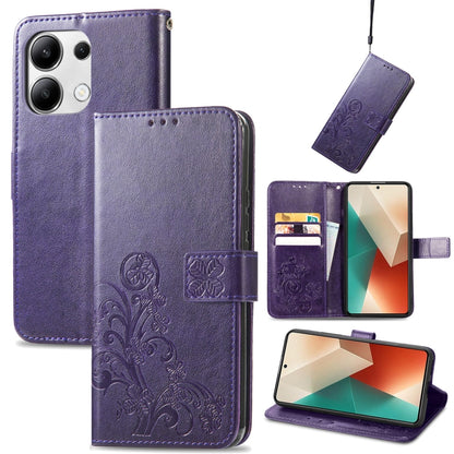 Embossed leather phone case with magnetic clasp, purple folio with card slots
