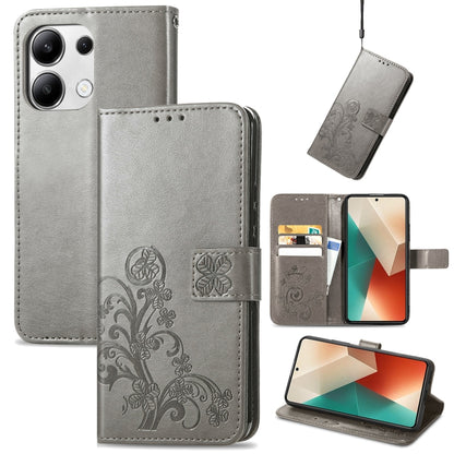 Embossed leather phone case with magnetic clasp, gray folio with card slots
