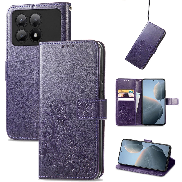 Embossed leather phone case with magnetic clasp, dark purple folio with card slots