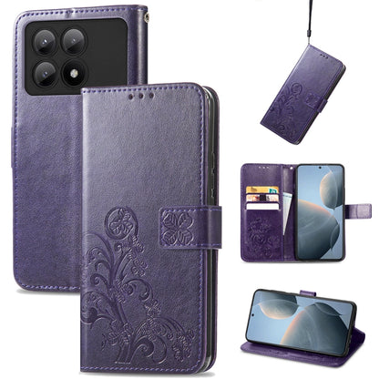 Embossed leather phone case with magnetic clasp, dark purple folio with card slots