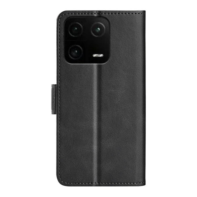 Black leather phone case with magnetic clasp and camera cutout for Xiaomi 13 Pro