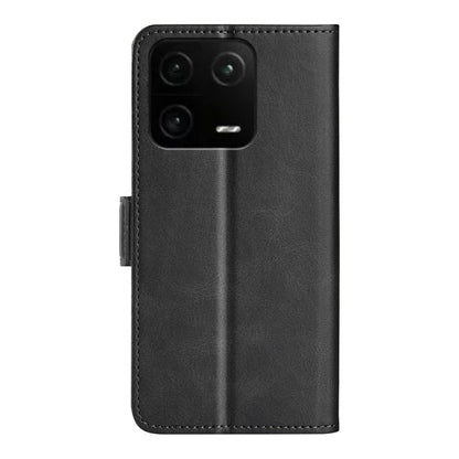 Black leather phone case with magnetic clasp and camera cutout for Xiaomi 13 Pro