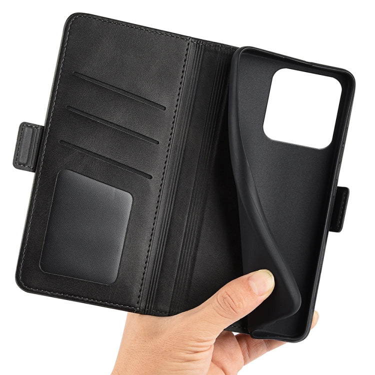 Black leather wallet case interior with card slots and magnetic clasp for Xiaomi 13 Pro