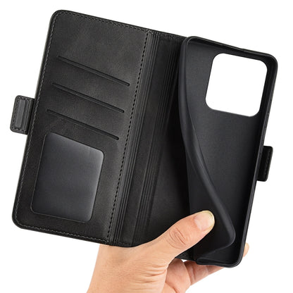 Black leather wallet case interior with card slots and magnetic clasp for Xiaomi 13 Pro