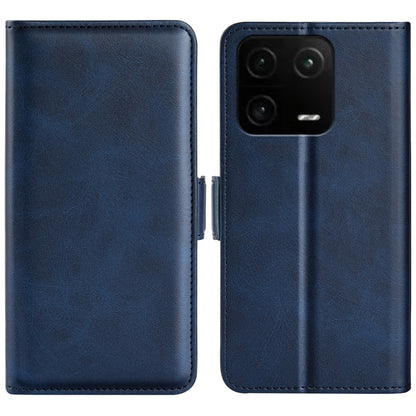 Dark blue leather phone case with dual-side magnetic clasp for Xiaomi 13 Pro