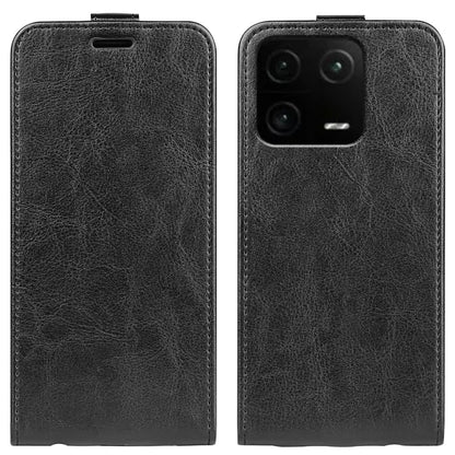 Black vertical flip leather phone case with textured finish for Xiaomi 13 Pro