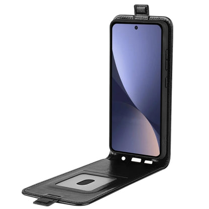 Black textured leather phone case with flip stand and card slot for Xiaomi 13 Pro