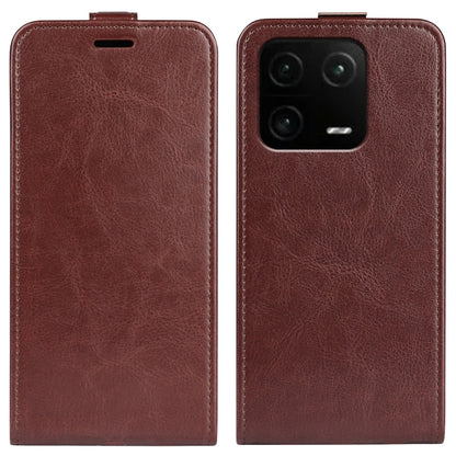 Brown textured leather phone case for Xiaomi 13 Pro with camera cutout