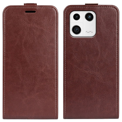 Brown textured vertical flip leather phone case with hand slot and camera cutouts