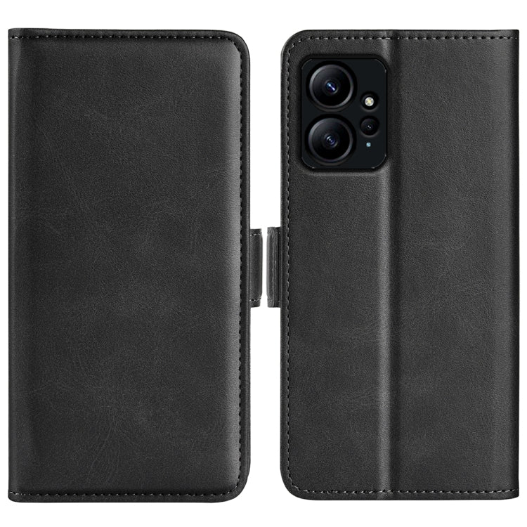Black leather flip phone case with magnetic buckle for Xiaomi Redmi Note 12 4G