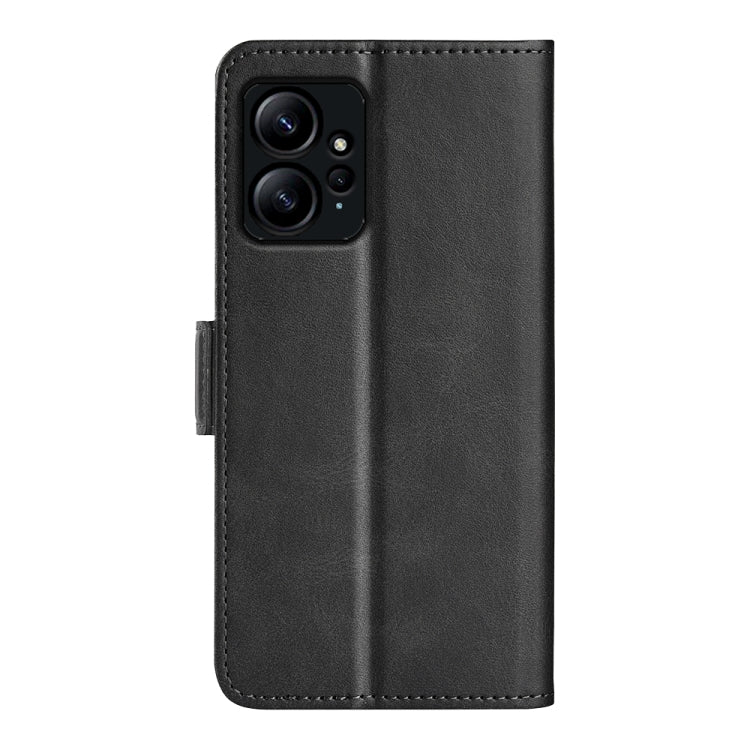 Black leather flip phone case with camera cutout for Xiaomi Redmi Note 12 4G