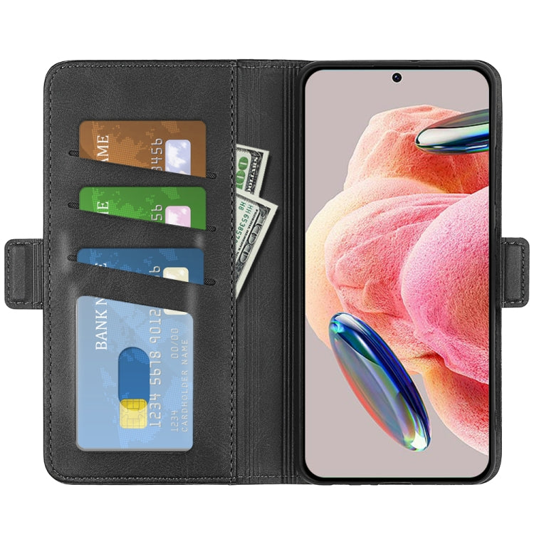 Black leather flip case with card slots and magnetic closure for Xiaomi Redmi Note 12 4G