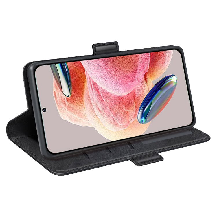 Black leather flip stand case with magnetic strap for Xiaomi Redmi Note 12 4G