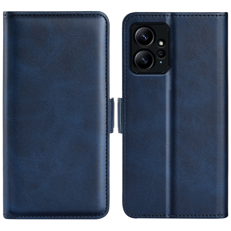 Dark blue leather flip phone case with magnetic buckle for Xiaomi Redmi Note 12 4G