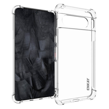 Transparent ENKAY TPU phone case with impact-resistant corners and wide side buttons
