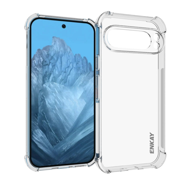 Transparent ENKAY TPU phone case with raised corners and camera cutout, shockproof