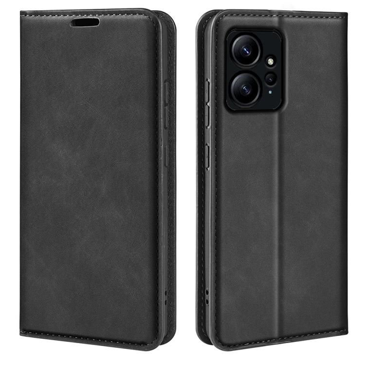 Black leather flip phone case with stitched edges and camera cutout