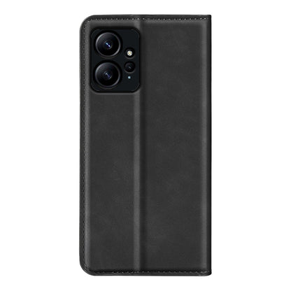 Black leather phone case with camera cutout and raised lens protection
