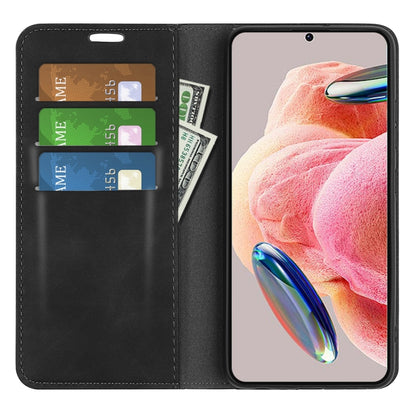 Black leather folio phone case with card slots and open flip cover