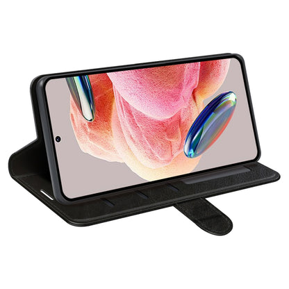 Black horizontal flip leather phone case with kickstand for Xiaomi Redmi Note 12 4G