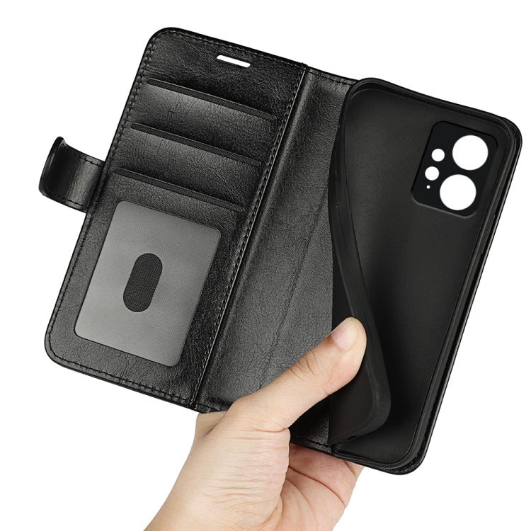 Black flip leather phone case interior with card slot and hand holding for Xiaomi Redmi Note 12 4G