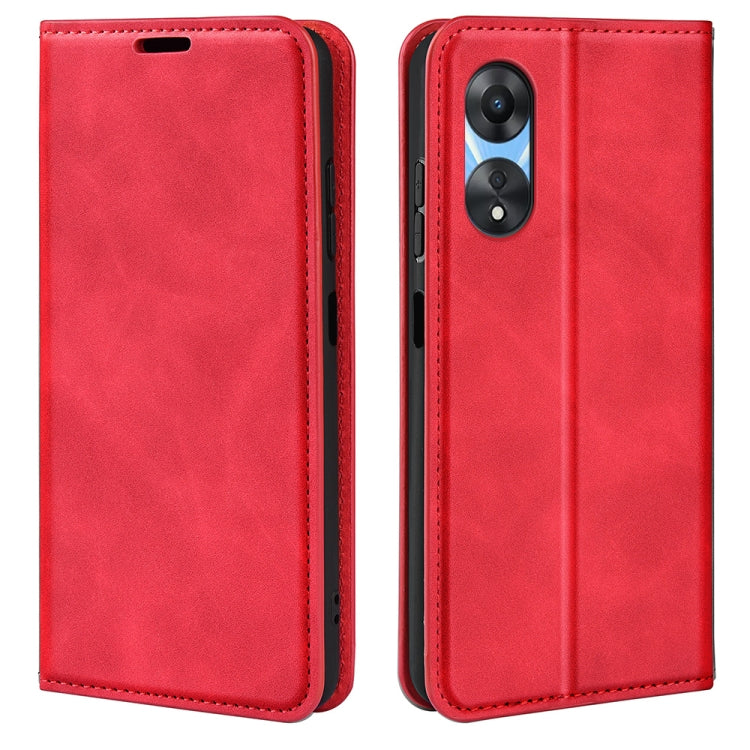 Red leather folio phone case with stitched edges and camera cutout